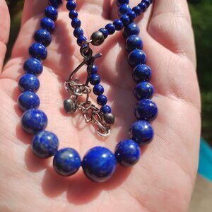 Jay King DTR Mind Finds Graduated Lapis Lazuli necklace 925 Sterling Silver NIB